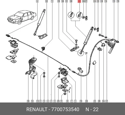 Амортизатор капота RENAULT 7700753540
