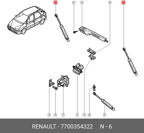 Амортизатор (упор) багажника RENAULT 7700354322