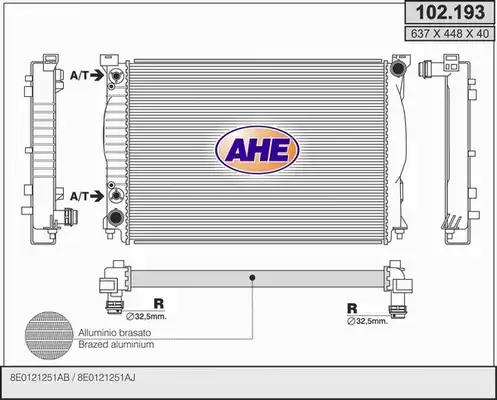 Радиатор системы охлаждения двигателя AHE 102.193