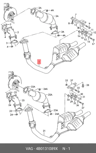 катализатор глушителя Audi 4B0131089X VAG