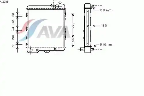 Радиатор системы охлаждения двигателя AVA AI2038