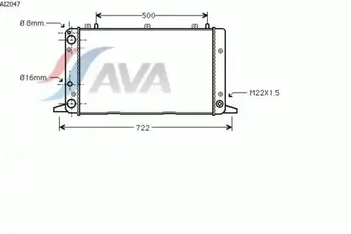 Радиатор системы охлаждения двигателя AVA AI2047