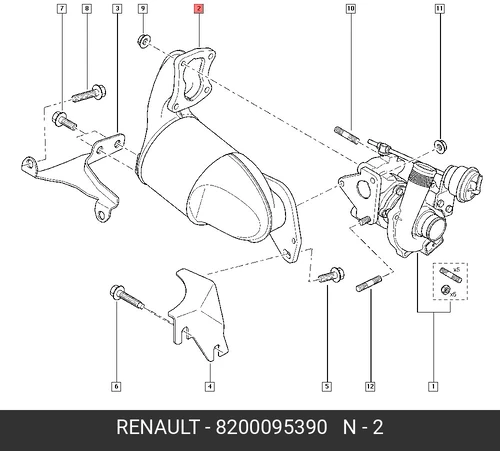 Гофра глушителя RENAULT 8200095390 L= d=