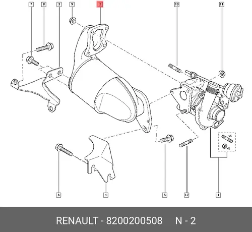 Гофра глушителя RENAULT 8200200508 L= d=