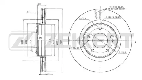 Тормозной диск ZEKKERT BS5327B