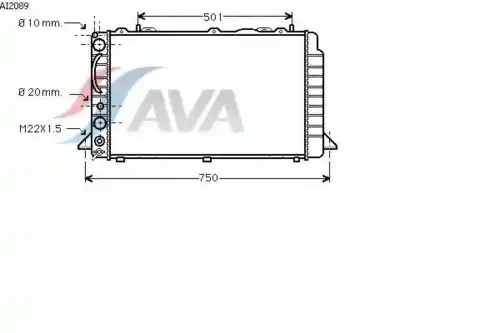 Радиатор системы охлаждения двигателя AVA AI2089