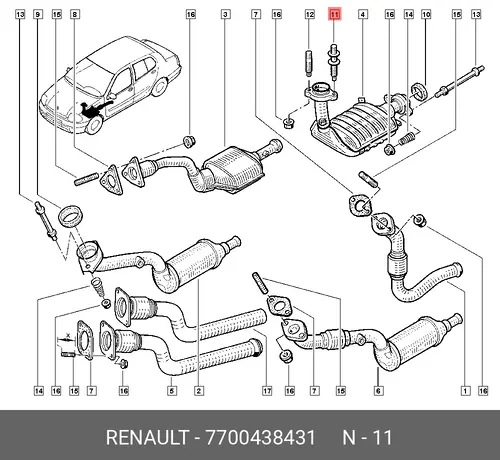  7700438431 ШПИЛЬКА М8, RENAULT