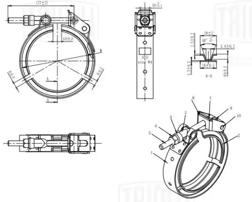 Хомут глушителя TRIALLI VC 51 SS