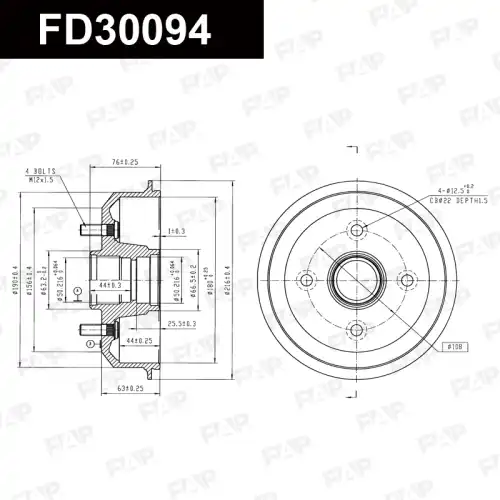 Тормозной барабан FAP FD30094