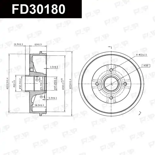 Тормозной барабан FAP FD30180