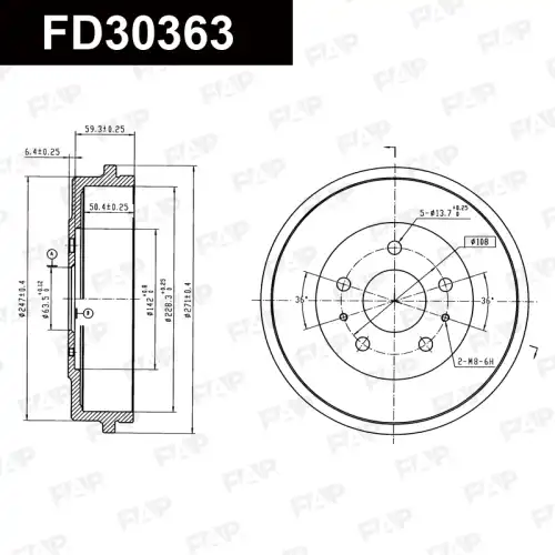 Тормозной барабан FAP FD30363