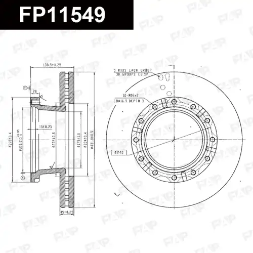 Тормозной диск FAP FP11549