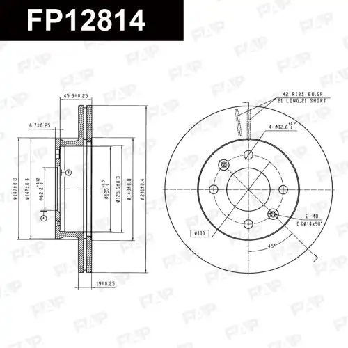 Тормозной диск FAP FP12814