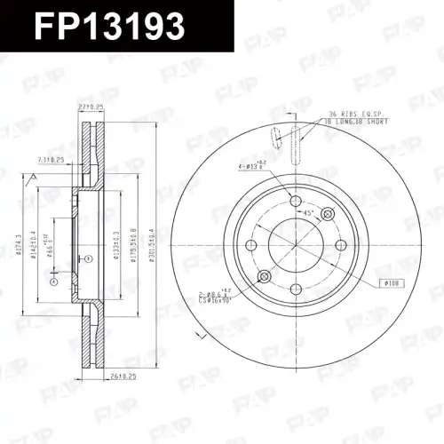 Тормозной диск FAP FP13193