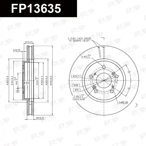 Тормозной диск FAP FP13635