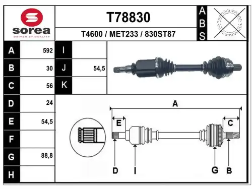 Приводной вал T78830 EAI