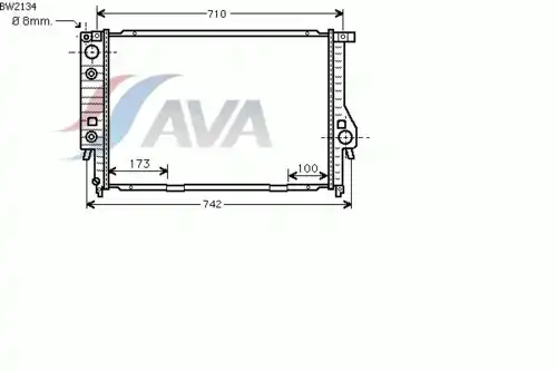 Радиатор системы охлаждения двигателя AVA BW2134