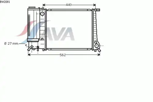 Радиатор системы охлаждения двигателя AVA BW2081