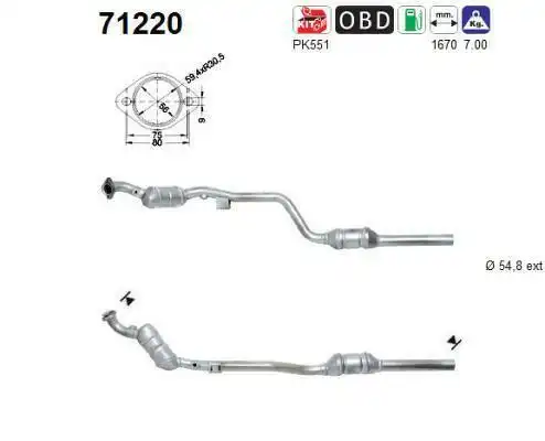 катализатор \MB E-CLASS E 240 210.062 00>02, E-CLASS E 240 T 210.262 00>03, E-CLASS E 280 210.063 96 71220
