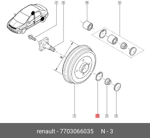 Гайка ступицы RENAULT 7703066035