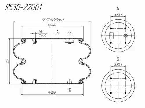 Пневмоподушка ROSTAR R530-22D01
