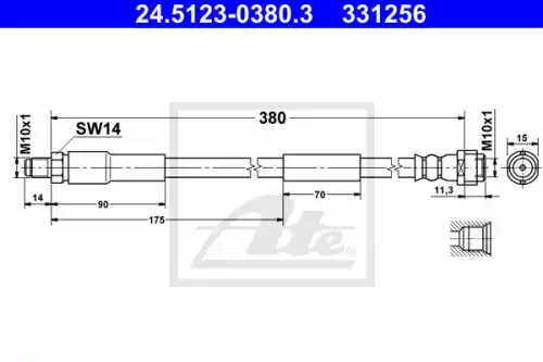 шланг торм.пер.!\ MB W211 02> 24.5123-0380.3 ATE