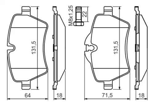 Тормозные колодки дисковые передняя ось BOSCH 0 986 494 489