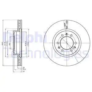 Тормозной диск DELPHI BG4339 вентилируемый , передняя ось