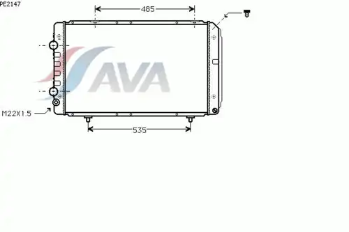 Радиатор системы охлаждения двигателя AVA PE2147