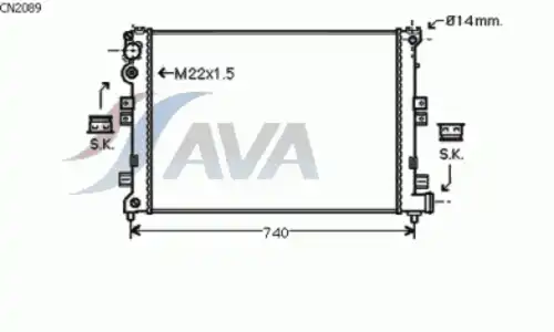 Радиатор системы охлаждения двигателя AVA CN2089