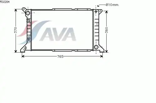 Радиатор системы охлаждения двигателя AVA FD2204