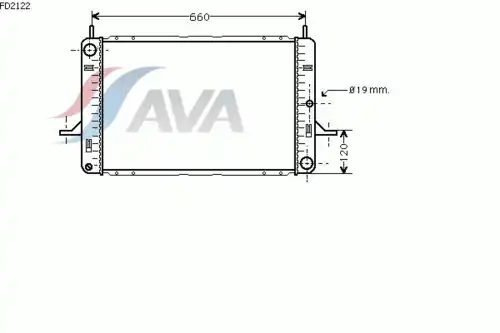 Радиатор системы охлаждения двигателя AVA FD2122