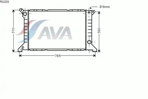 Радиатор системы охлаждения двигателя AVA FD2203