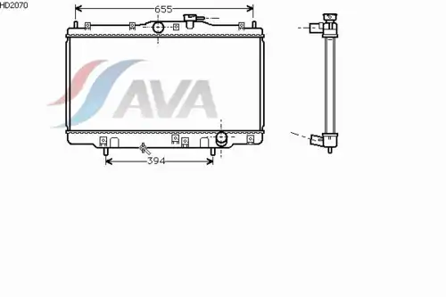 Радиатор системы охлаждения двигателя AVA HD2070