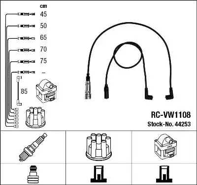 компл. высоковольт. проводов Audi 44253 NGK