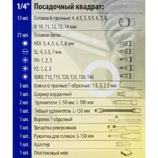 ISMA-2462-46 Набор инструмента 46пр. 1/4''(6-гран.)(4-14мм)
