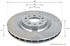 Тормозной диск COMLINE ADC1844V вентилируемый , передняя ось