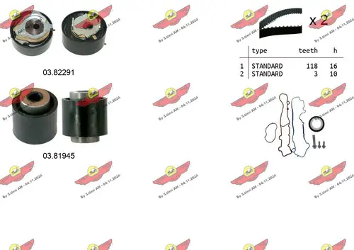 Комплект ремня ГРМ 04.5503 AUTOKIT