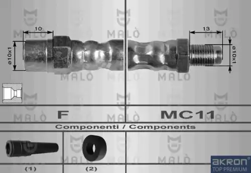8913, ШЛАНГ ТОРМОЗНОЙ MALO ИТАЛИЯ