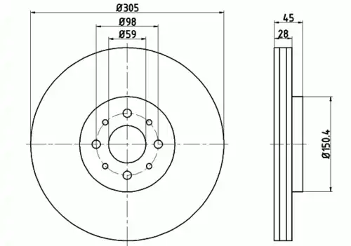 Тормозной диск MINTEX MDC2236 вентилируемый , передняя ось