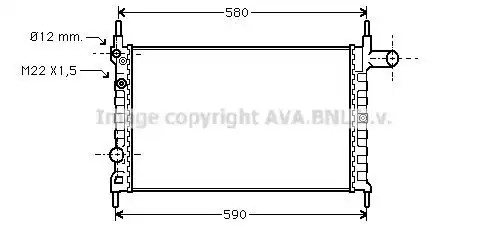 Радиатор системы охлаждения двигателя AVA OL2150