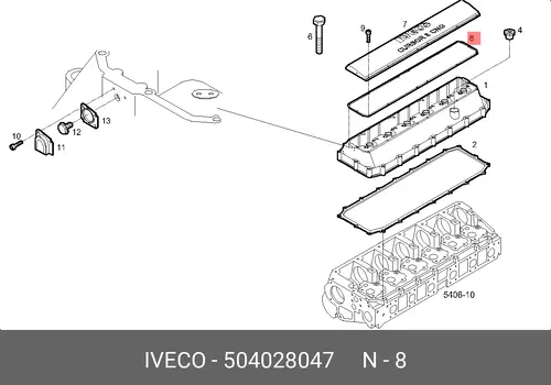 Прокладка клапанной крышки IVECO 504028047