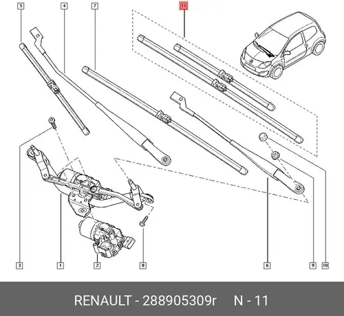 Щетка стеклоочистителя 288905309R RENAULT