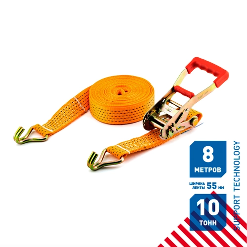 Стяжной ремень SUPPORT TECHNOLOGY ST1916 10 т, стальные крюки , 8 м