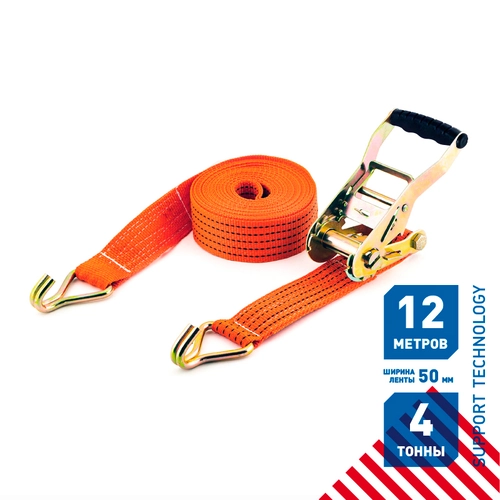 Стяжной ремень SUPPORT TECHNOLOGY ST1910 4 т, стальные крюки , 12 м