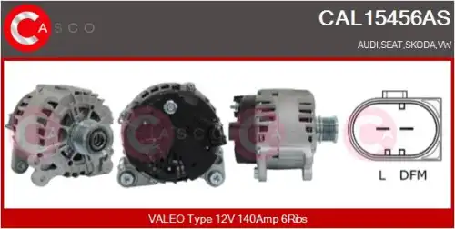 генератор \PSA, VAG CAL15456AS CASCO