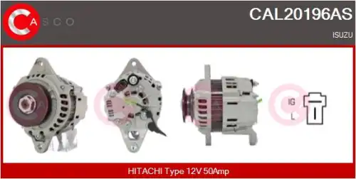 генератор \HITACHI, ISUZU CAL20196AS CASCO