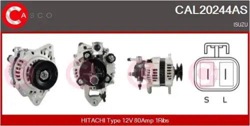 генератор \HITACHI, ISUZU CAL20244AS CASCO