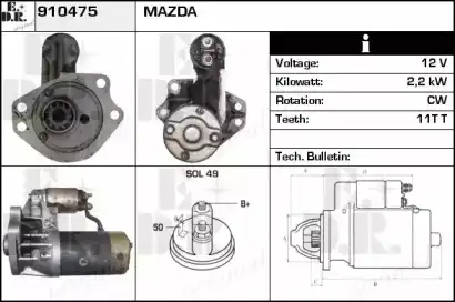 стартер \MAZDA 323 S Mk V 1.7 TD 94>98 910475 EDR