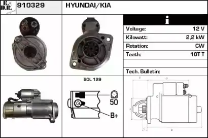 стартер \KIA SORENTO I 2.5 CRDi 06>11 910329 EDR
